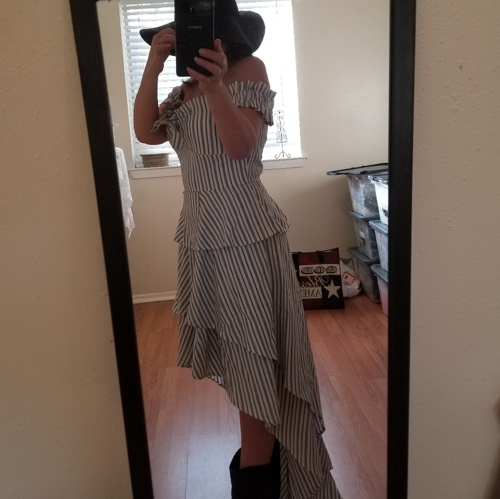 Tea & Cup "Southern Belle" striped hi low dress - Picture 4 of 7